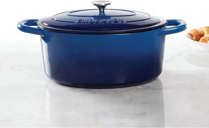 7-Quart Oval Enameled Cast Iron Dutch Oven, Sunset Orange, with Lid