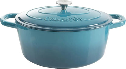 7-Quart Oval Enameled Cast Iron Dutch Oven, Sunset Orange, with Lid