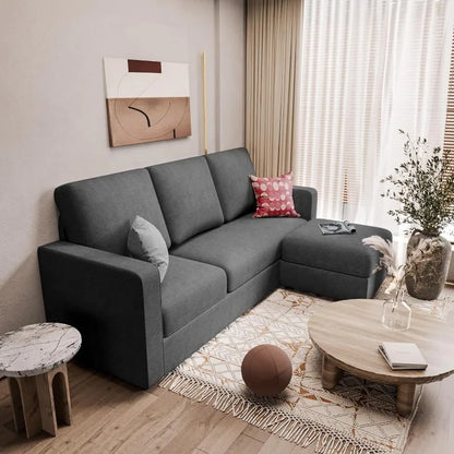 Convertible Sectional Sofa Couch with Removable Ottoman, L-Shaped, 3-Seater