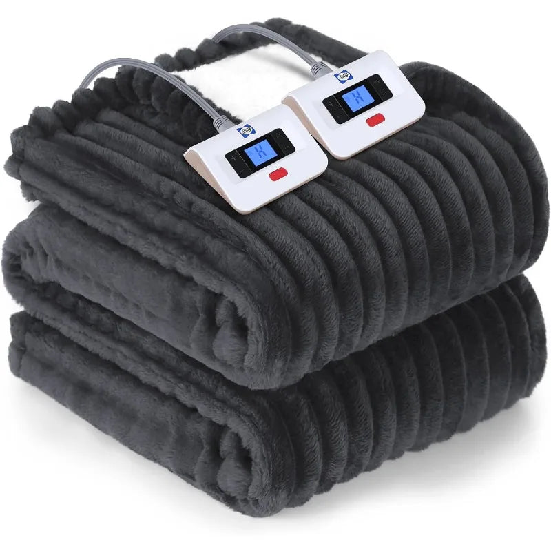Electric Heated Blanket Throw, Sherpa Reversible, 6 Heat Levels, Auto-Off