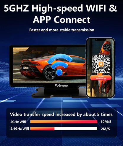 4K Car Dash Cam with 10.26" Touchscreen, Dual Lens, WiFi, CarPlay & Android Auto