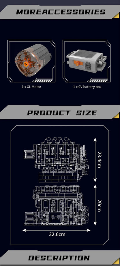 Engine Building Set - STEM Remote Control Toy for Kids & Adults