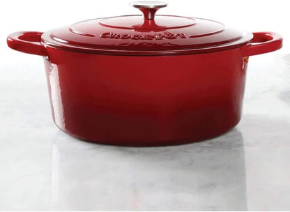 7-Quart Oval Enameled Cast Iron Dutch Oven, Sunset Orange, with Lid