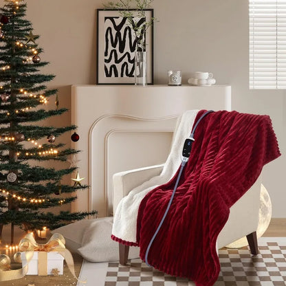 Electric Heated Blanket Throw, Sherpa Reversible, 6 Heat Levels, Auto-Off