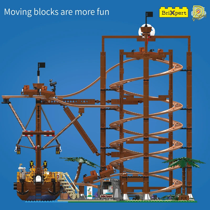Motorized Double Helix Roller Coaster Set - 2174PCS STEM Building Toy