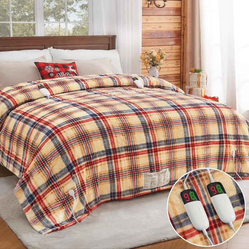 Heated Electric Blanket Throw, 10 Heat Levels, 8-Hour Auto Off, Washable