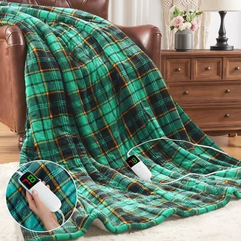 Heated Electric Blanket Throw, 10 Heat Levels, 8-Hour Auto Off, Washable
