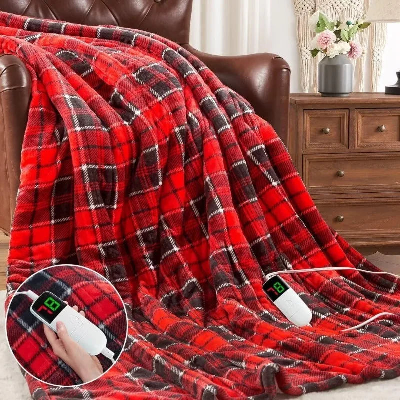 Heated Electric Blanket Throw, 10 Heat Levels, 8-Hour Auto Off, Washable
