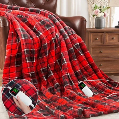 Heated Electric Blanket Throw, 10 Heat Levels, 8-Hour Auto Off, Washable