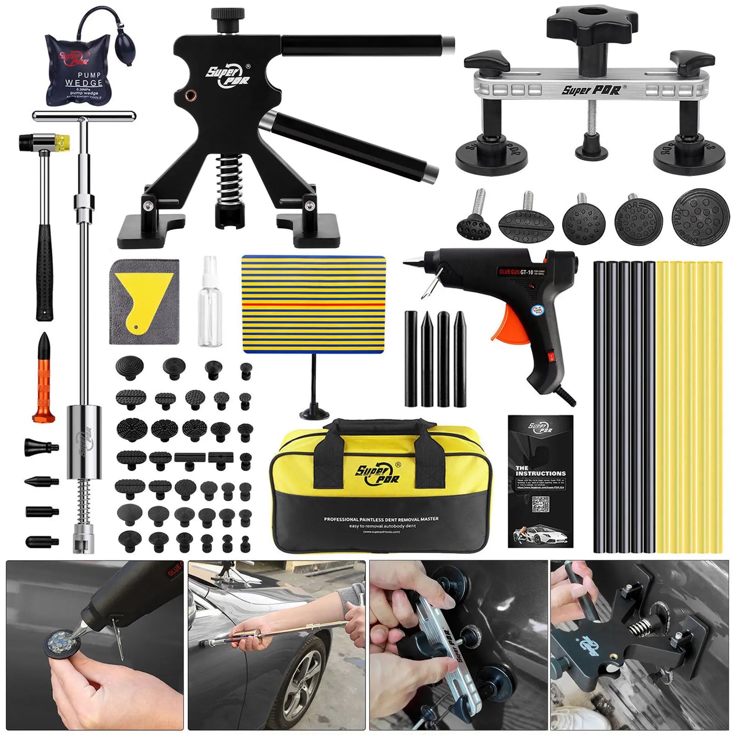 Paintless Dent Repair Kit - Car Dent Removal Tools, Slide Hammer, Glue Gun