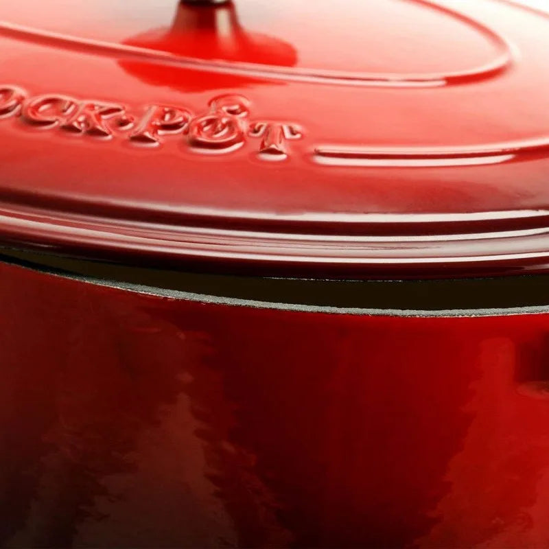 7-Quart Oval Enameled Cast Iron Dutch Oven, Sunset Orange, with Lid