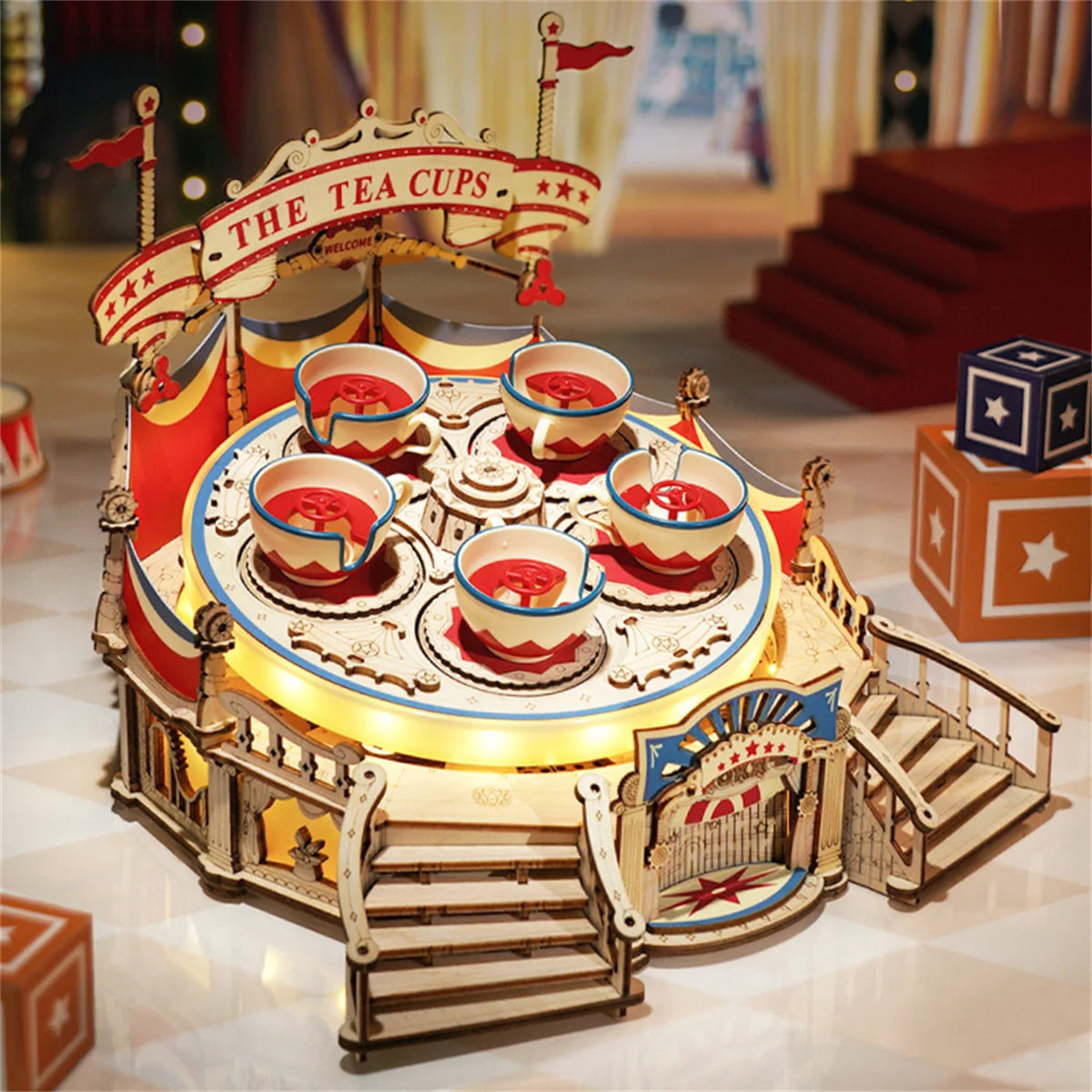 DIY Magic Amusement Park Music Box, Moveable 3D Wooden Puzzle for Kids