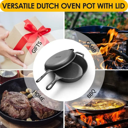 Cast Iron Dutch Oven & Skillet Set with Dual Handles, Pre-Seasoned