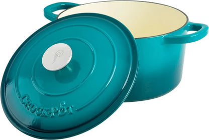7-Quart Oval Enameled Cast Iron Dutch Oven, Sunset Orange, with Lid