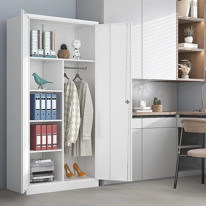 Lockable Metal Storage Cabinet with Adjustable Shelves, Garage & Office Use