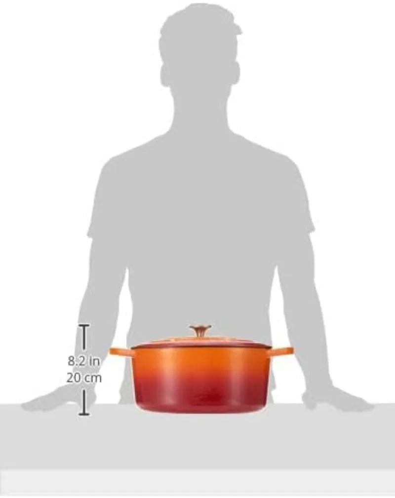 7-Quart Oval Enameled Cast Iron Dutch Oven, Sunset Orange, with Lid