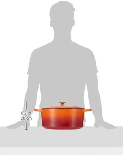 7-Quart Oval Enameled Cast Iron Dutch Oven, Sunset Orange, with Lid