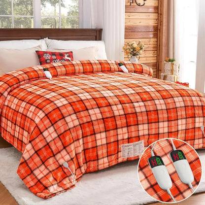 Heated Electric Blanket Throw, 10 Heat Levels, 8-Hour Auto Off, Washable