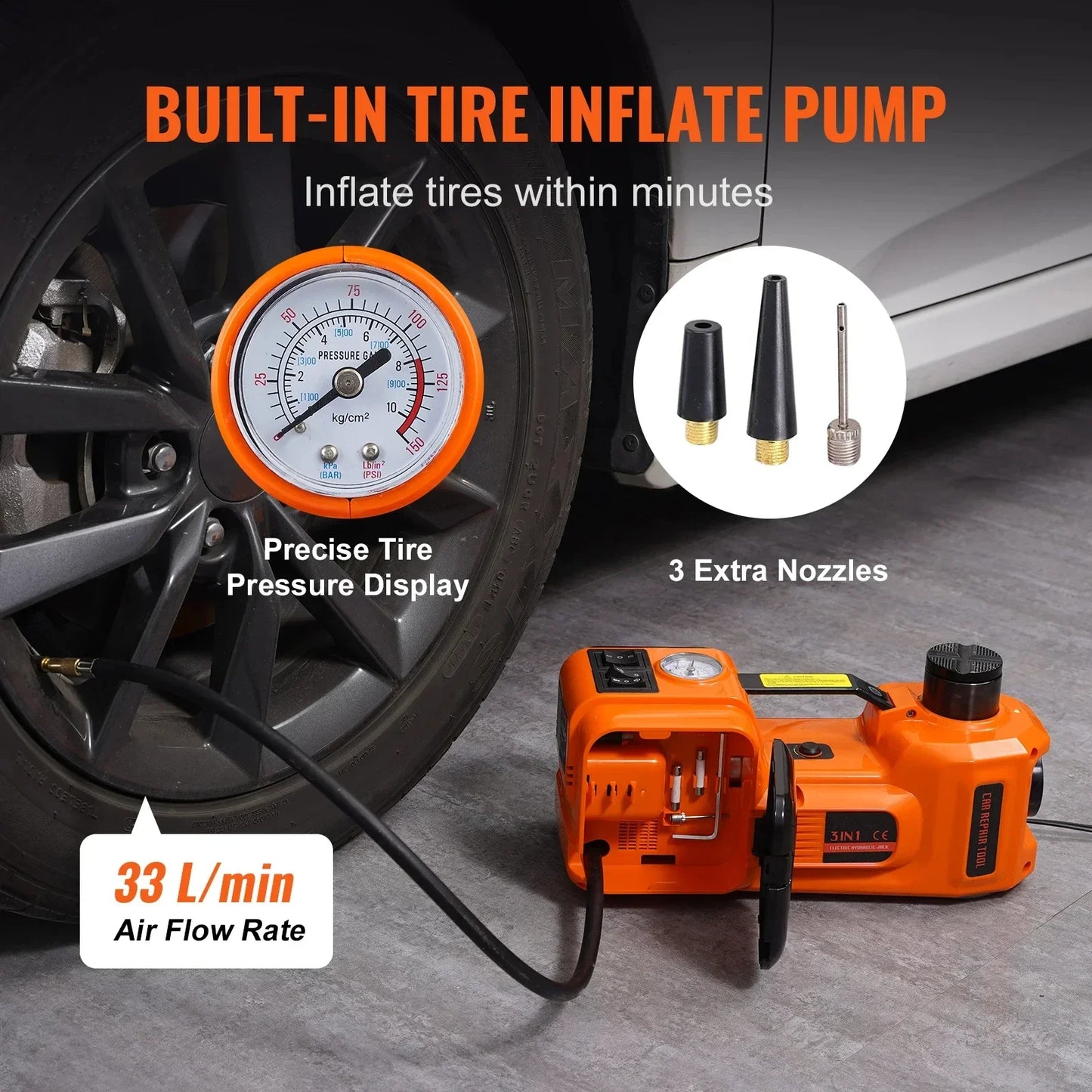 5-Ton Electric Car Jack - Portable Hydraulic Lift for SUV, MPV, Truck
