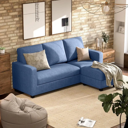 Convertible Sectional Sofa Couch with Removable Ottoman, L-Shaped, 3-Seater