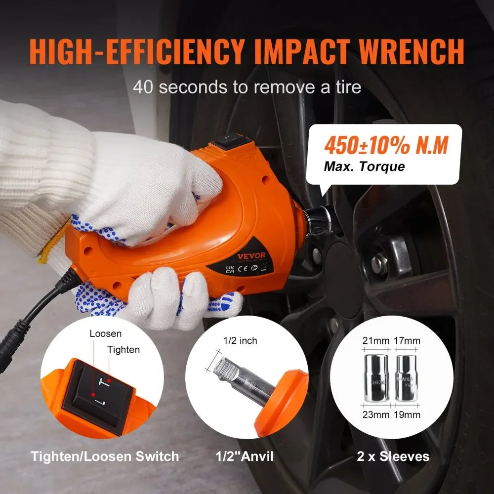 3-Ton Electric Car Scissor Jack Kit - 12V with Impact Wrench, Lifting Set