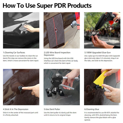 Paintless Dent Repair Kit - Car Dent Removal Tools, Slide Hammer, Glue Gun