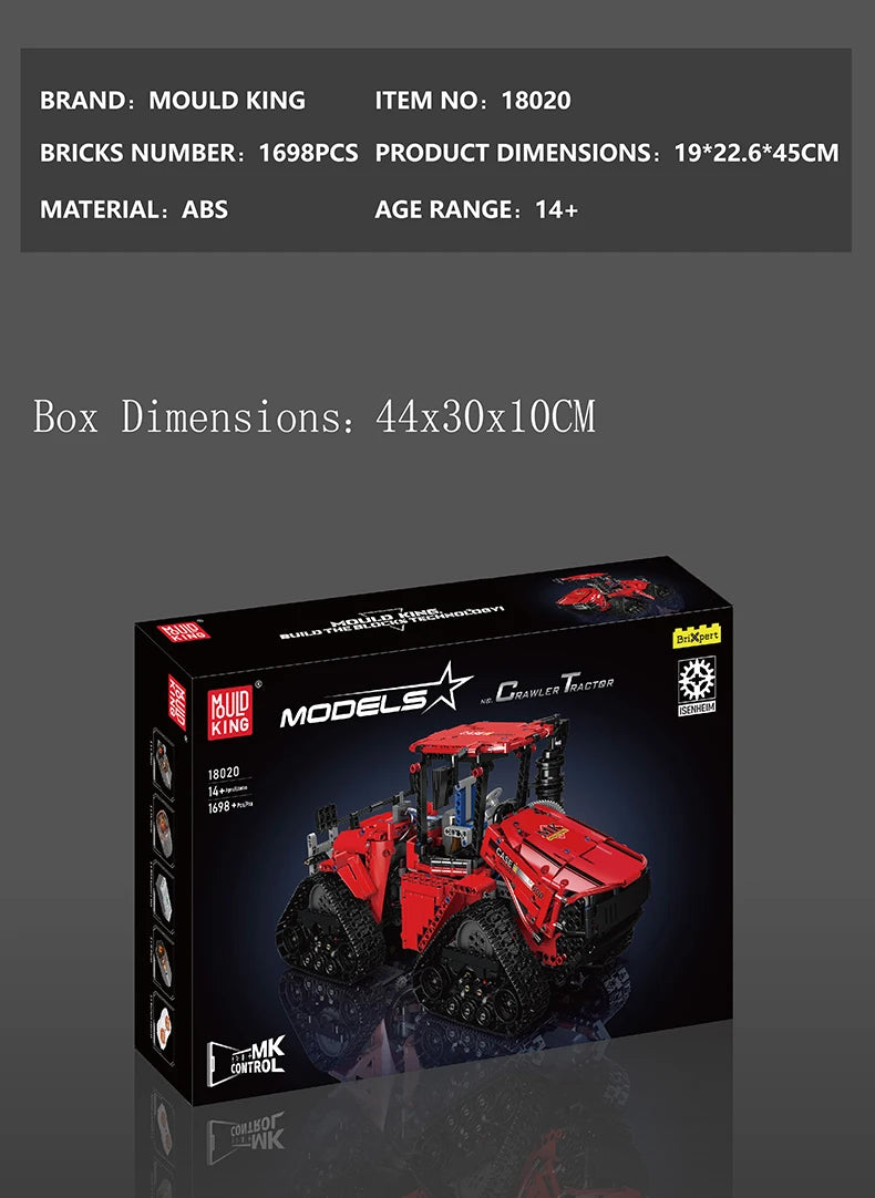 Crawler Tractor Building Set - STEM Remote Control Toy for Kids & Adults