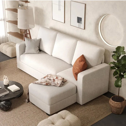 Convertible Sectional Sofa Couch with Removable Ottoman, L-Shaped, 3-Seater