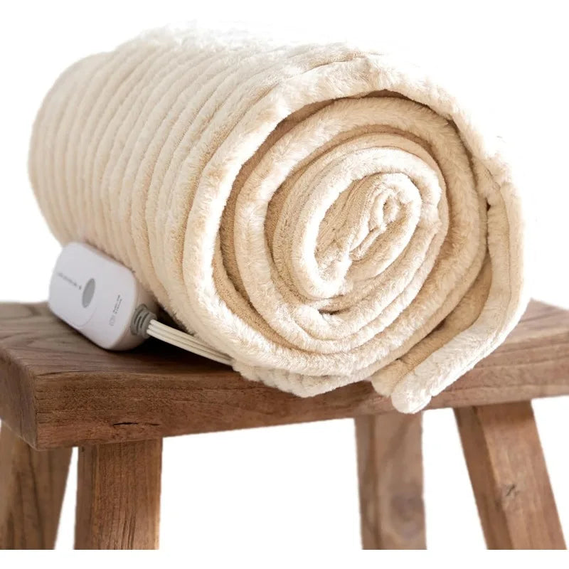 Electric Heated Blanket 50''x60'' Soft Plush, 4 Heat Levels, 3-Hour Auto Off