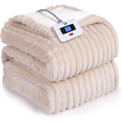 Electric Heated Blanket Throw, Sherpa Reversible, 6 Heat Levels, Auto-Off