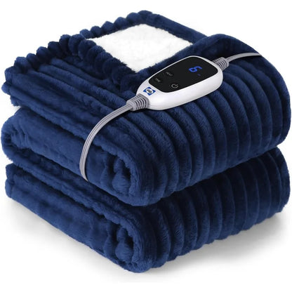 Electric Heated Blanket Throw, Sherpa Reversible, 6 Heat Levels, Auto-Off