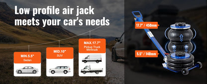 Heavy-Duty 3 Ton/5 Ton Air Bag Jack, Quick Lift Pneumatic Car Jack
