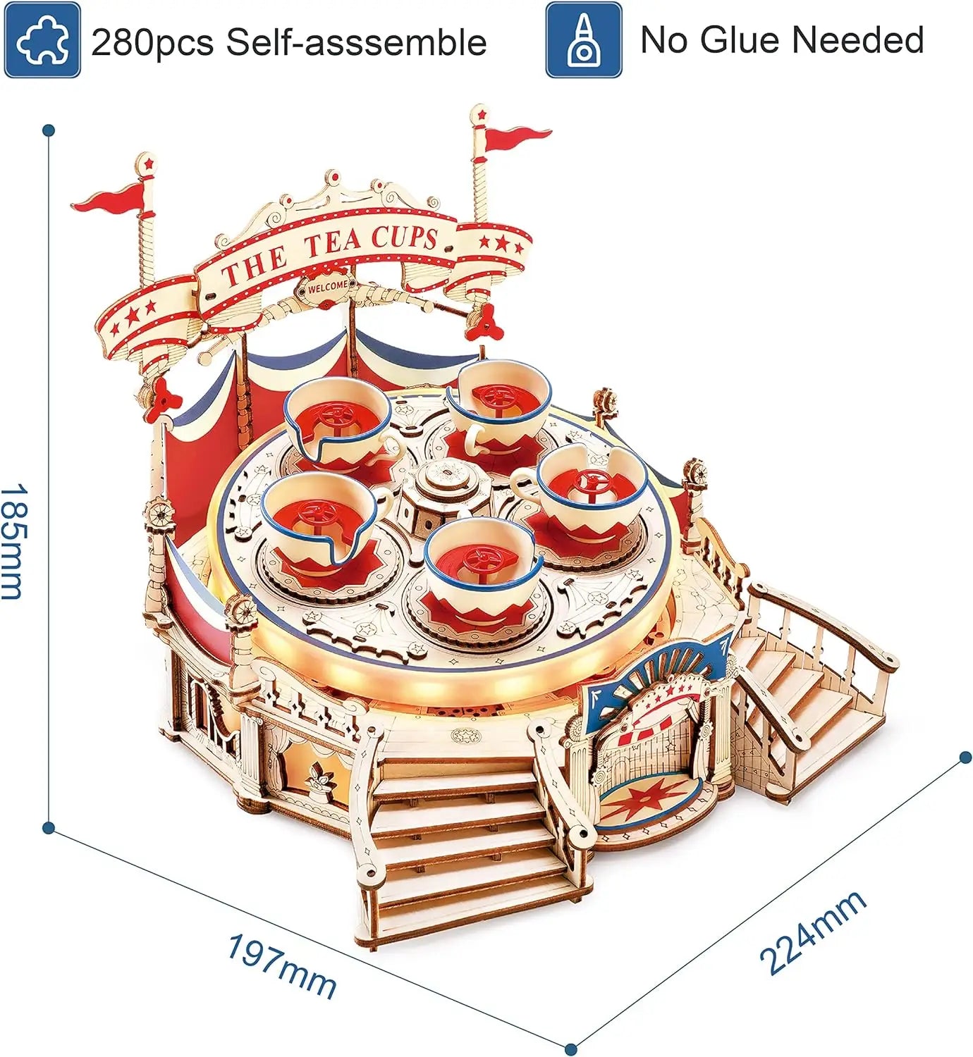 DIY Magic Amusement Park Music Box, Moveable 3D Wooden Puzzle for Kids