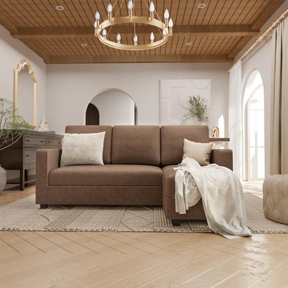 Convertible Sectional Sofa Couch with Removable Ottoman, L-Shaped, 3-Seater