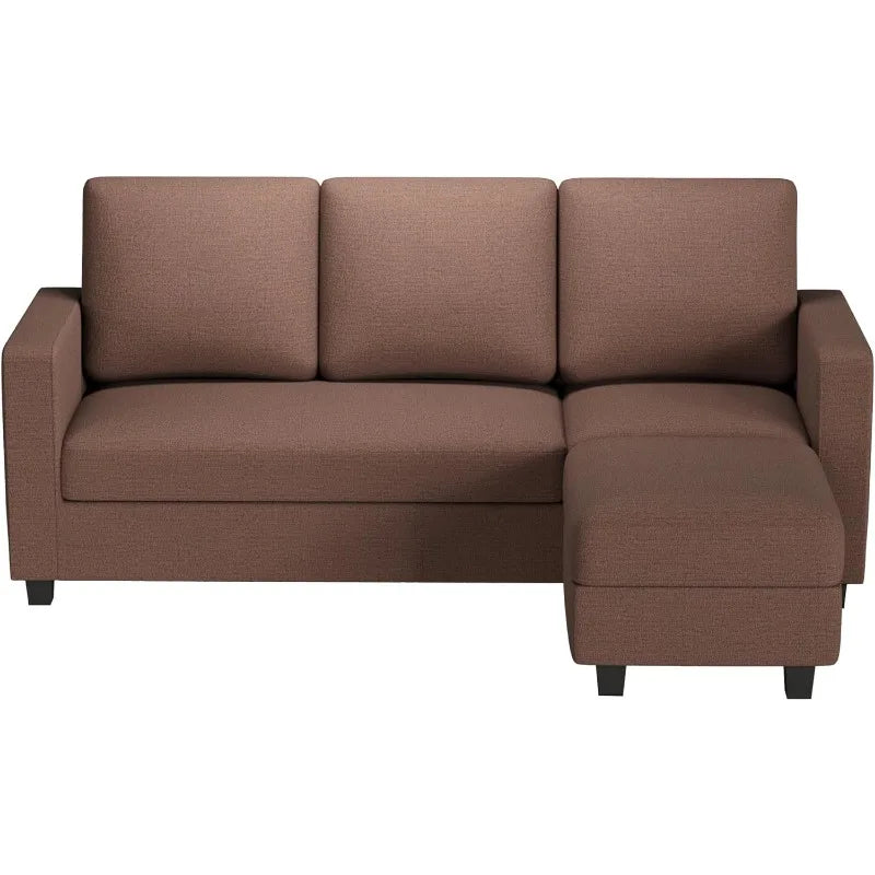 Convertible Sectional Sofa Couch with Removable Ottoman, L-Shaped, 3-Seater