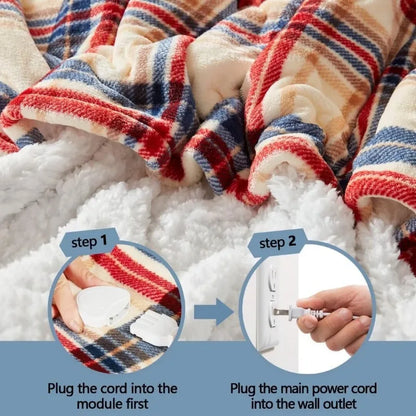 Heated Electric Blanket Throw, 10 Heat Levels, 8-Hour Auto Off, Washable