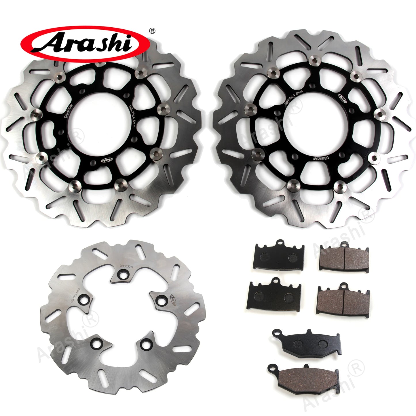 Floating Front & Rear Brake Disc Rotors with Pads for Suzuki GSX R 600 2006-2007