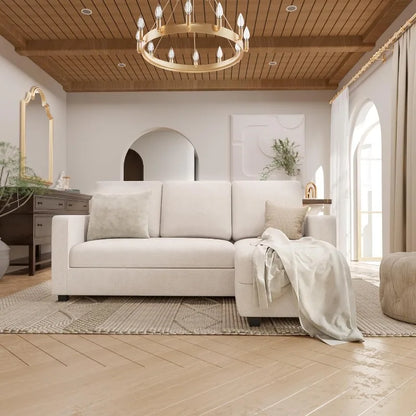 Convertible Sectional Sofa Couch with Removable Ottoman, L-Shaped, 3-Seater