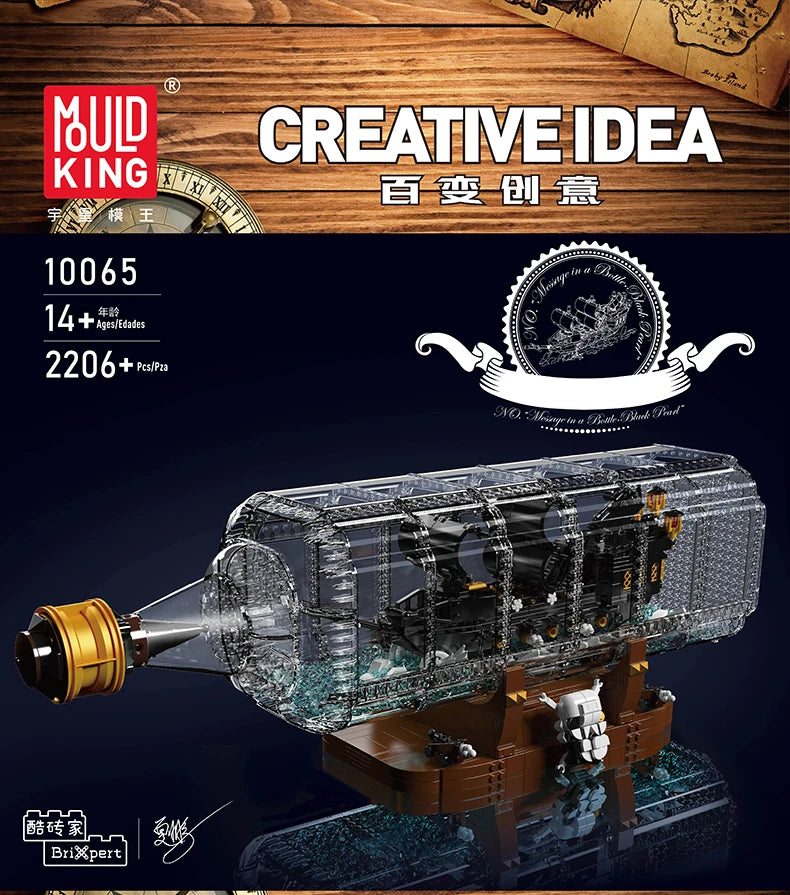 Pirate Ship in a Bottle Building Set - 2206PCS MOC Sailboat Model Kit