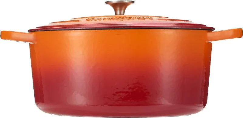 7-Quart Oval Enameled Cast Iron Dutch Oven, Sunset Orange, with Lid