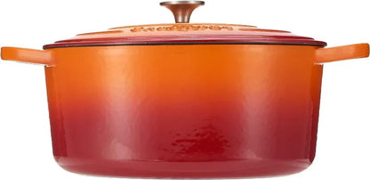 7-Quart Oval Enameled Cast Iron Dutch Oven, Sunset Orange, with Lid