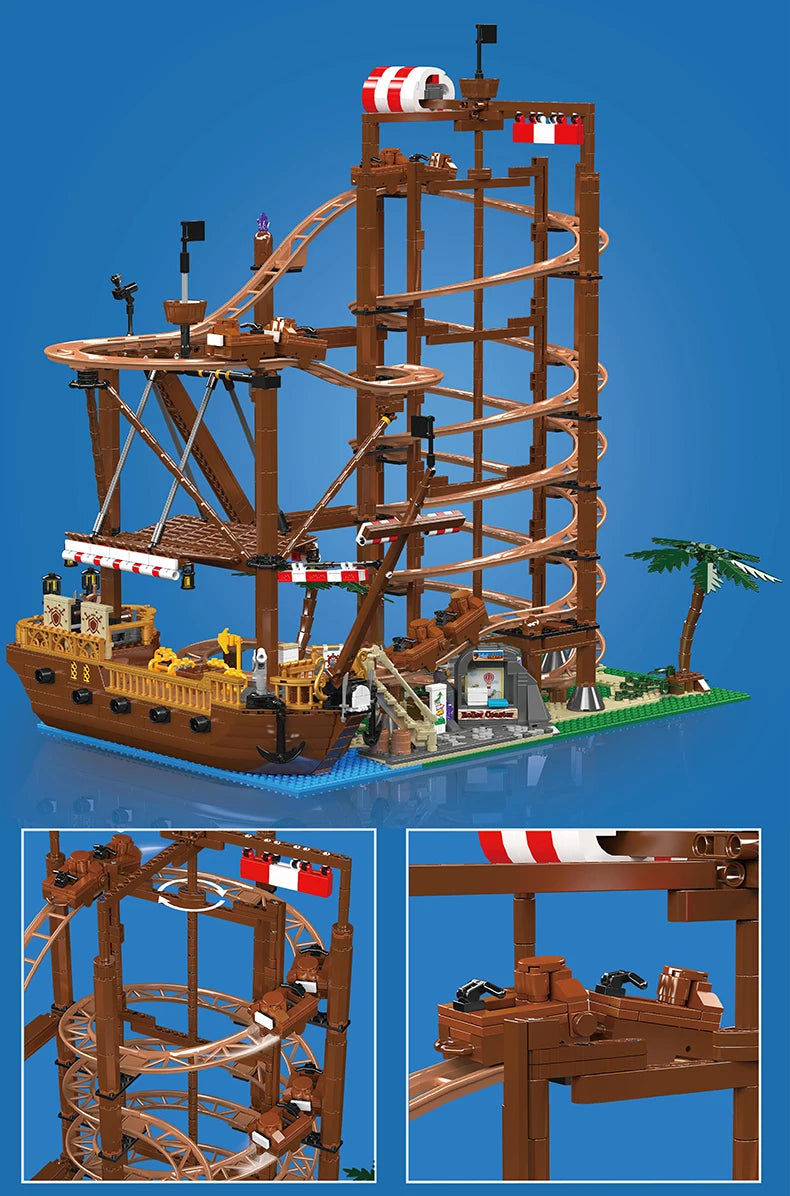 Motorized Double Helix Roller Coaster Set - 2174PCS STEM Building Toy