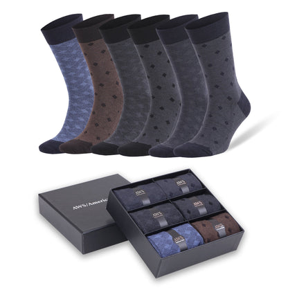 Men's Bamboo Dress Socks, 6 Pairs with Gift Box, Size 8-11.5, Moisture-Wicking