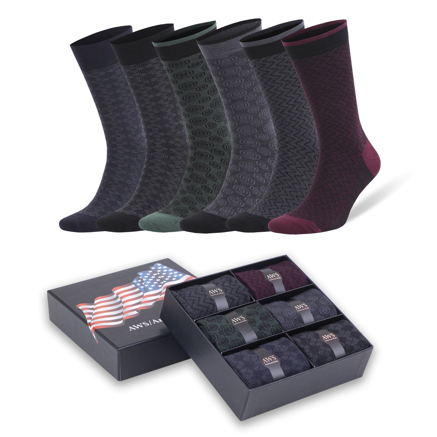 Men's Bamboo Dress Socks, 6 Pairs with Gift Box, Size 8-11.5, Moisture-Wicking