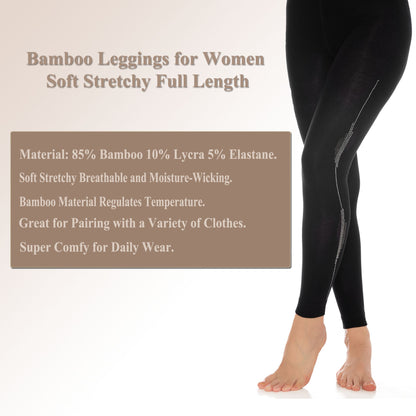 Bamboo Leggings for Women Soft Stretch Full Length with Fancy Accessories - S-M