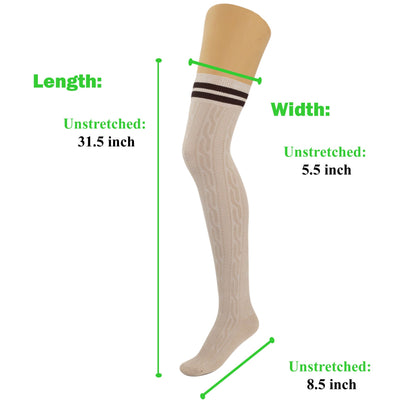 3 Pairs Over Knee Thigh High Socks for Women US Size 5-10 Warm Boot Stockings