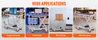 Hydraulic Lift Table Cart - 500 lbs Capacity, 28.5" Lift Height, Single Scissor
