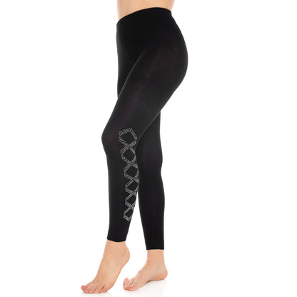 Bamboo Leggings for Women Soft Stretch Full Length with Fancy Accessories - S-M