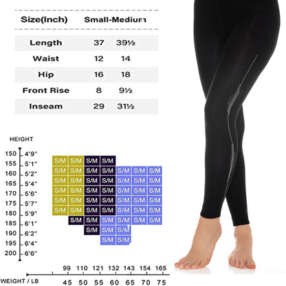 Bamboo Leggings for Women Soft Stretch Full Length with Fancy Accessories - S-M