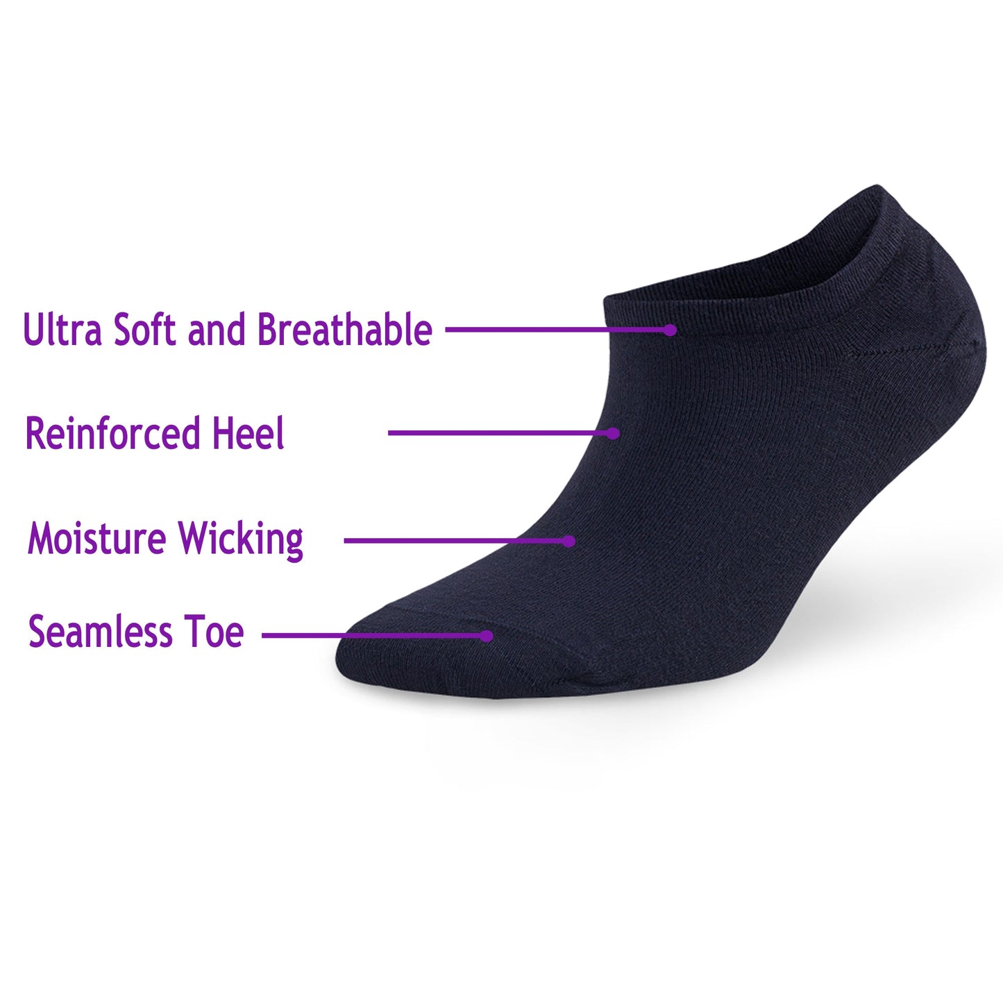 6 Pairs Men's Bamboo No Show Sneaker Socks Ultra Soft Moisture-Wicking Size 8-11.5